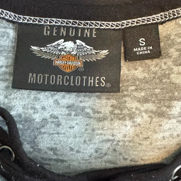 Harley-Davidson Raglan Short Sleeve Tie Front Tee - Picture 4 of 4